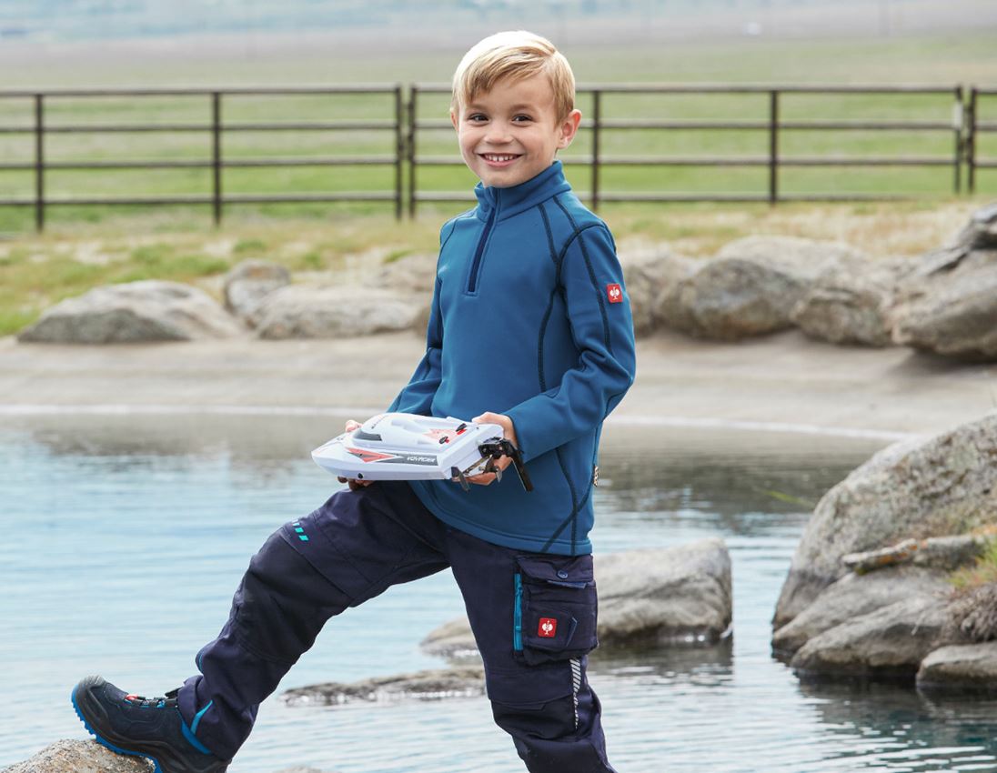 Hauts: Pull de f. thermo stretch e.s.motion 2020, enfants + atoll/bleu foncé 2