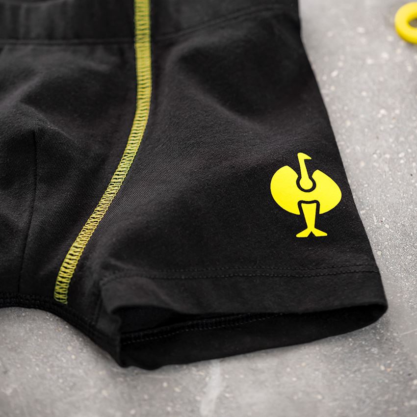 Underwear: e.s. Cotton stretch pants, pack of 2, children's + black/acid yellow 2