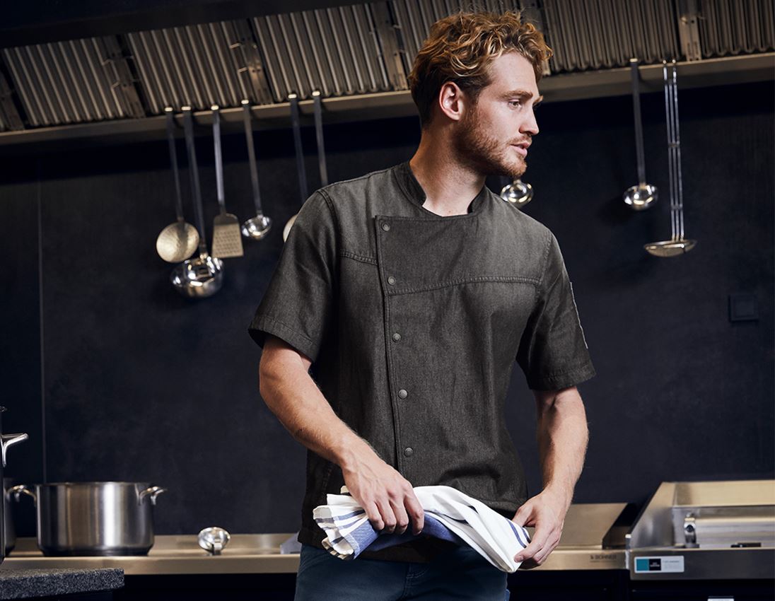 Hauts: e.s. Veste de cuisinier denim + graphitewashed
