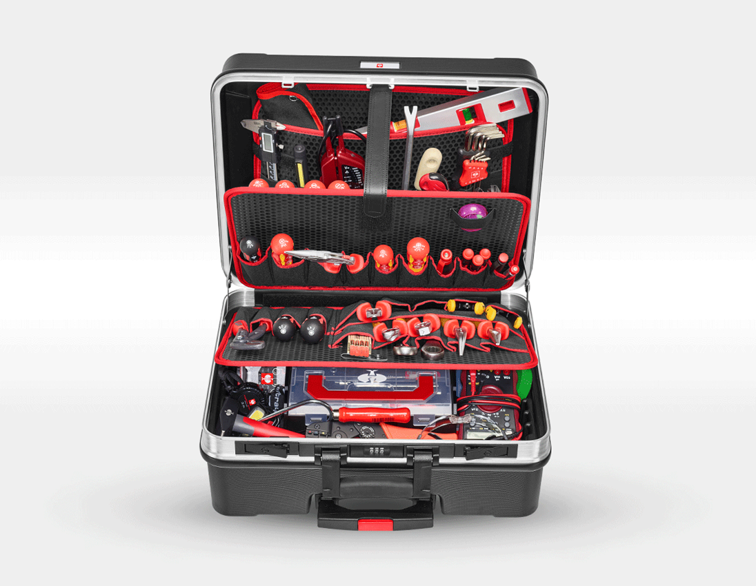 Werkzeugkoffer: Werkzeug-Set Elektro Meister pro + Werkzeugtrolley