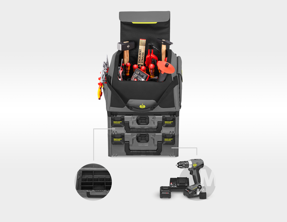 Electrical tools: Tool set Electro + 18.0 V cordless multi screwdr. + basaltgrey/acid yellow