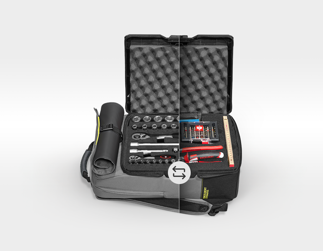 Elektrowerkzeuge: STRAUSSbox Rucksack Set+18,0 V Multi Bohrschrauber + basaltgrau/acidgelb 1