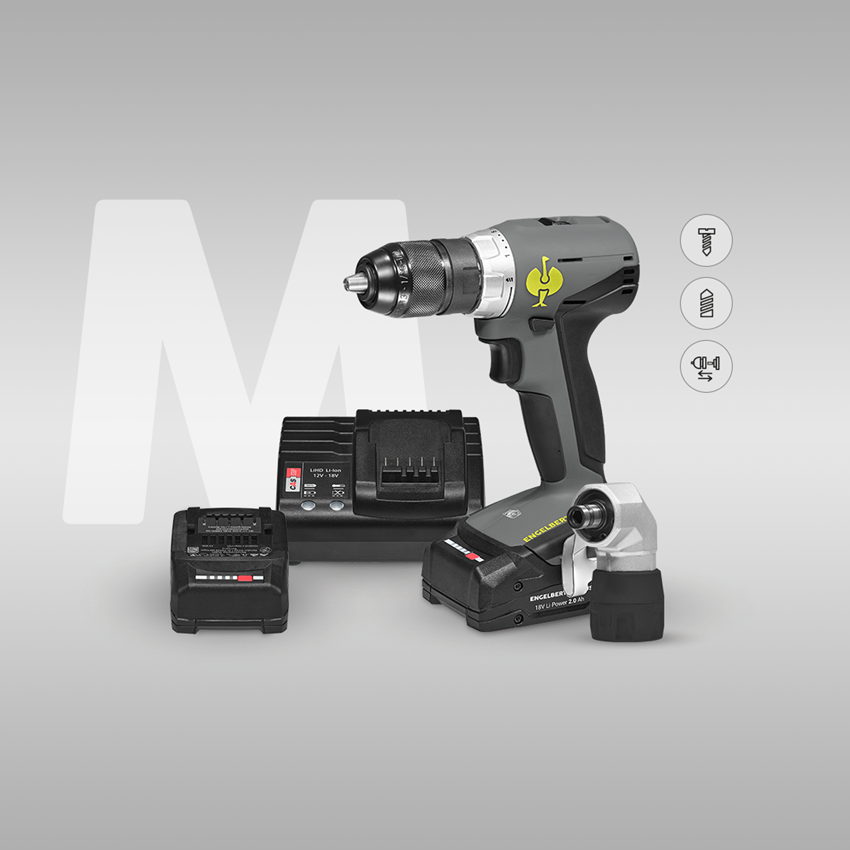 Elektrowerkzeuge: STRAUSSbox Rucksack Set+18,0 V Multi Bohrschrauber + basaltgrau/acidgelb 2