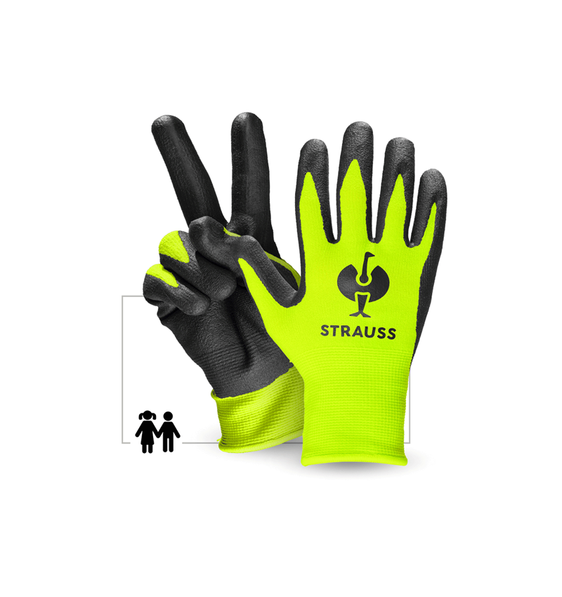 Accessoires: e.s. Gants en mousse nitrile pour enfants + jaune fluo