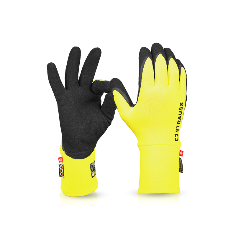Revêtement: e.s. Gants Nitrile FIBERTWIN® Senso Grip Winter + jaune acide/noir