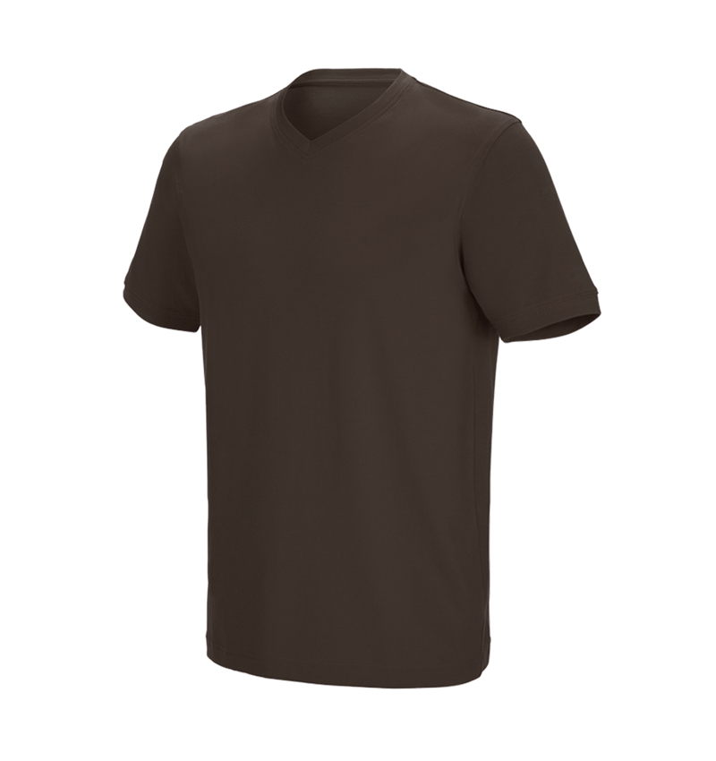 Thèmes: e.s. T-shirt cotton stretch V-Neck + marron 2