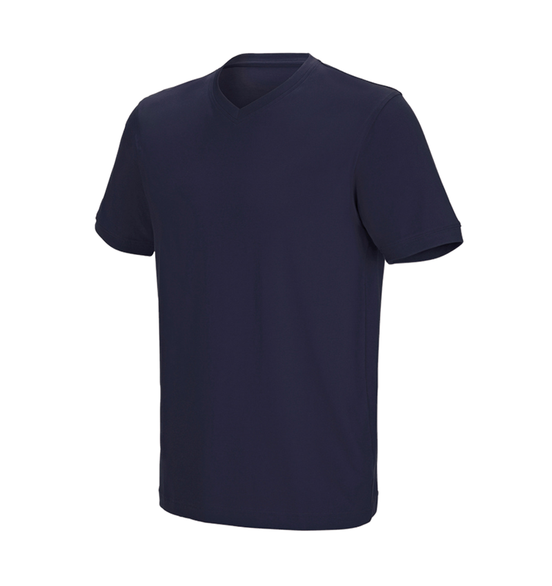 Thèmes: e.s. T-shirt cotton stretch V-Neck + bleu foncé 2