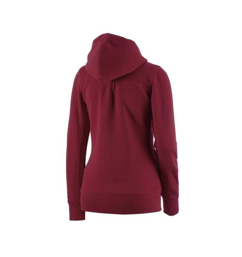 Hauts: e.s. Hoody sweat zippé poly cotton, femmes + bordeaux 1