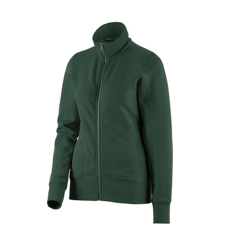 Hauts: e.s. Veste sweat poly cotton, femmes + vert
