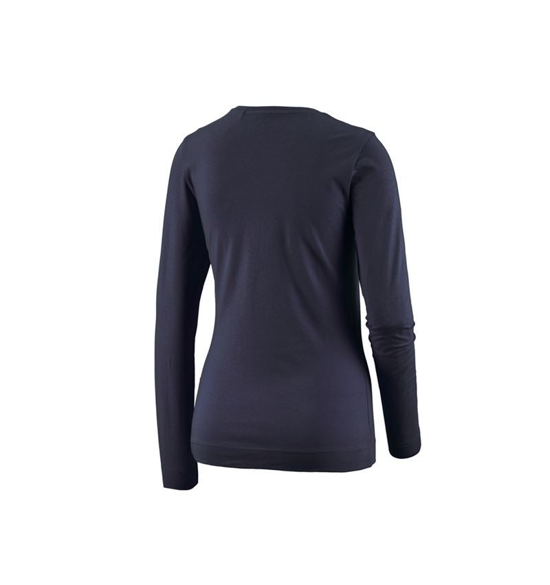 Hauts: e.s. Longsleeve cotton stretch, femmes + bleu foncé 1