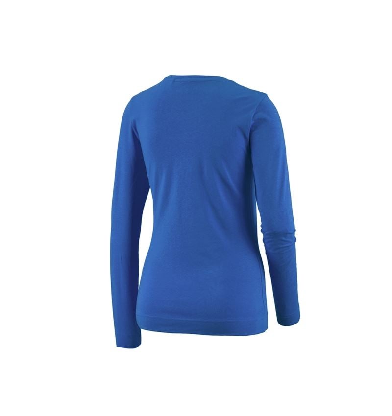 Hauts: e.s. Longsleeve cotton stretch, femmes + bleu gentiane 3