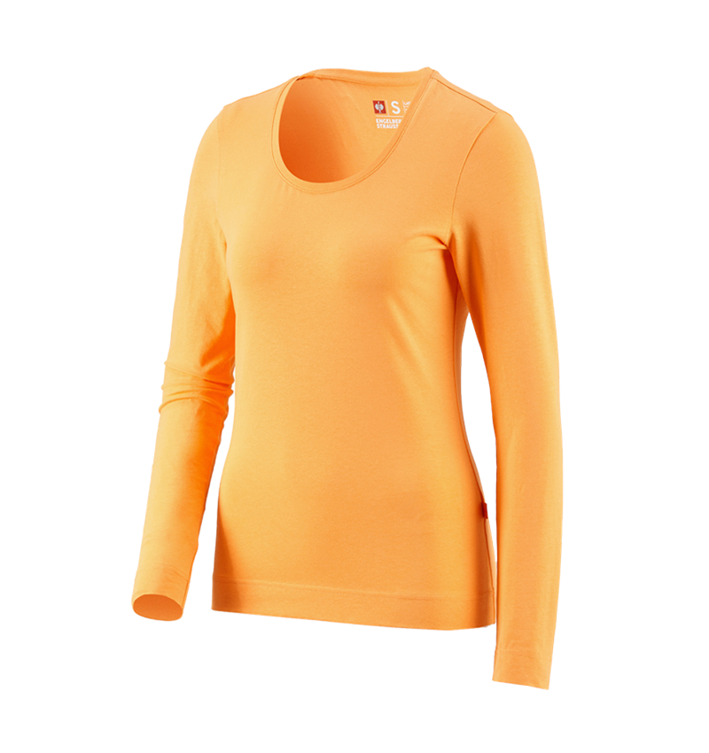 Hauts: e.s. Longsleeve cotton stretch, femmes + orange clair