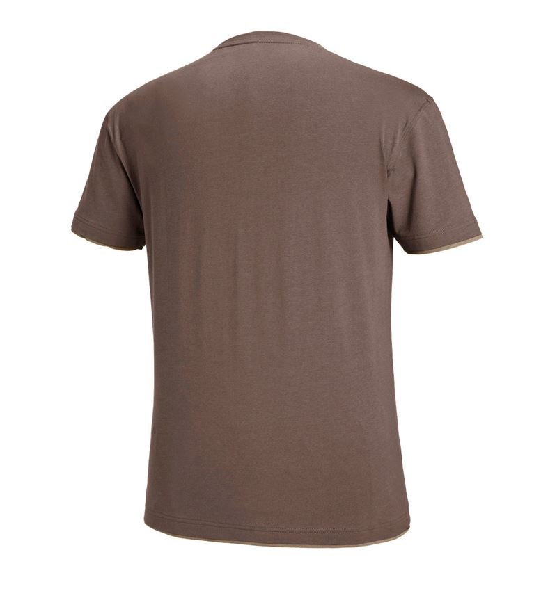 Hauts: e.s. T-Shirt cotton stretch Layer + marron/noisette 3