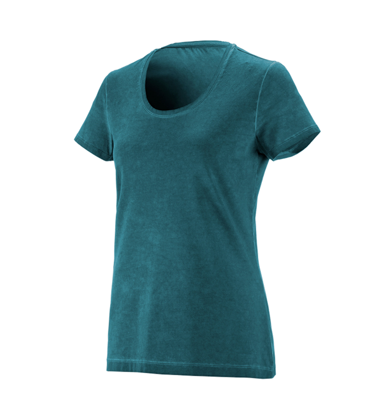 Hauts: e.s. T-Shirt vintage cotton stretch, femmes + cyan foncé vintage 3