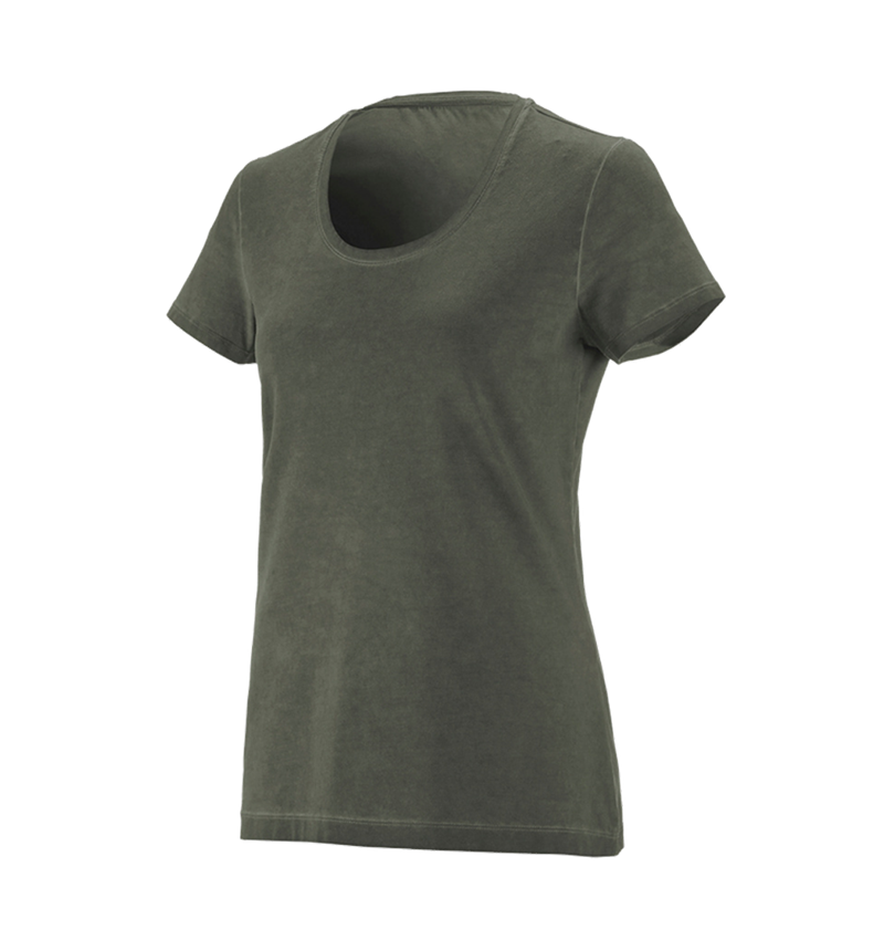 Hauts: e.s. T-Shirt vintage cotton stretch, femmes + vert camouflage vintage 3