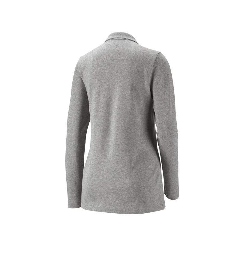 Shirts, Pullover & more: e.s. Pique-Polo longsleeve cotton stretch,ladies' + grey melange 1
