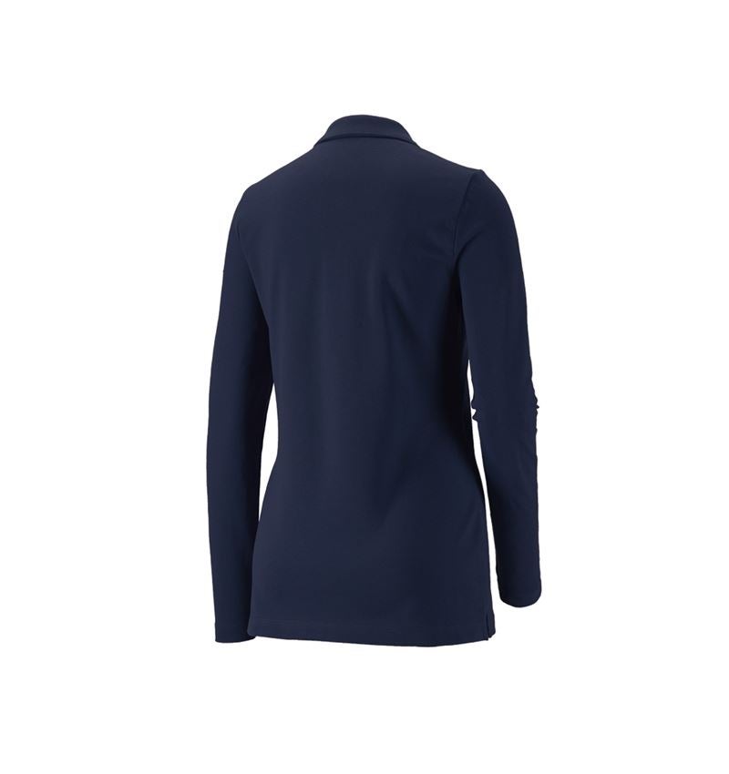 Shirts & Co.: e.s. Piqué-Polo Longsleeve cotton stretch,Damen + dunkelblau 1