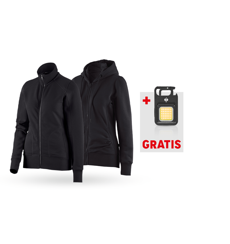 Bekleidung: SET: Sweatjacke + Hoody-Sweatjacke poly cotton, D. + schwarz