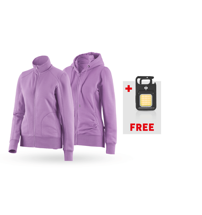 Clothing: SET: Sweatjacket+hoody sweatjacket poly cotton, l. + lavender