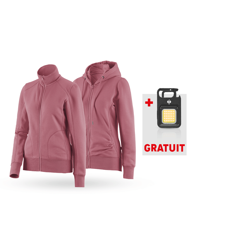Cadeaux plus grands: KIT : Veste sweat+Hoody sweat zippé poly cotton,f. + vieux rose