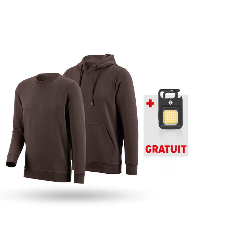 Vêtements: KIT : e.s.Sweatshirt à capuche+Sweats. poly cotto + marron