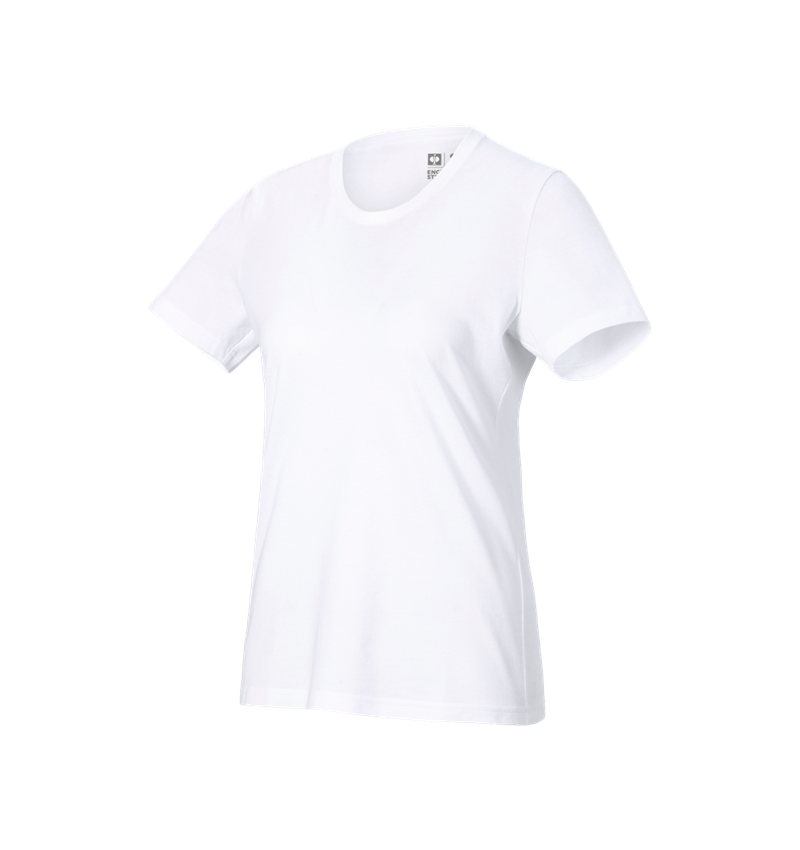 Hauts: e.s. Piqué-T-Shirt cotton light, femmes + blanc 2