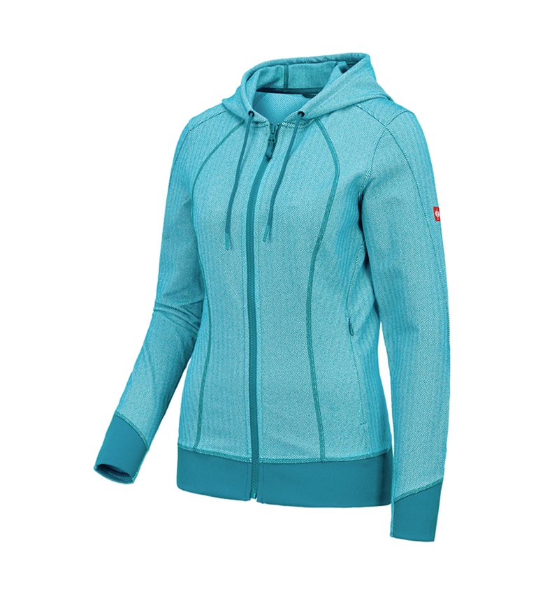 Work Jackets: e.s. Functional hooded jacket herringbone, ladies' + ocean 3