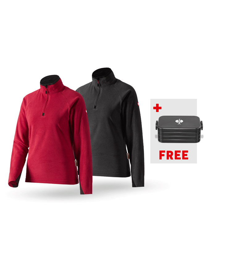 Large gifts: SET: 2x Ladies' Microfleece troyer dryplexx® + red
