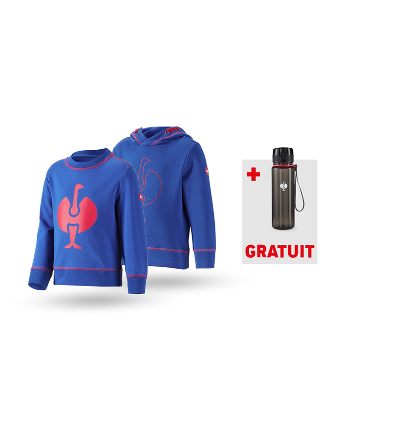 Vêtements: KIT : Hoody + Sweatshirt e.s.motion 2020, enfants + bleu royal/rouge vif