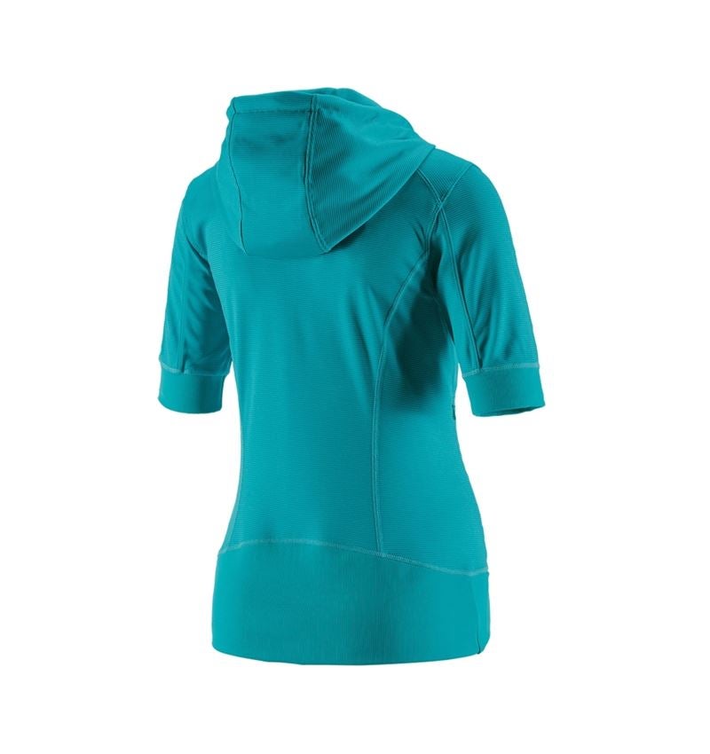 Work Jackets: e.s.Funct. hooded jacket stripe 3/4-sleeve,ladies' + ocean 4