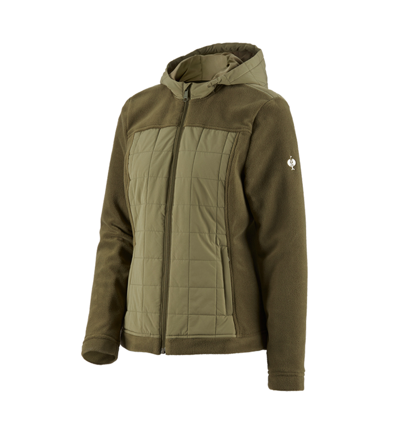 Jacken: Hybrid Kapuzenfleecejacke e.s.concrete, Damen + schlammgrün/stipagrün 2