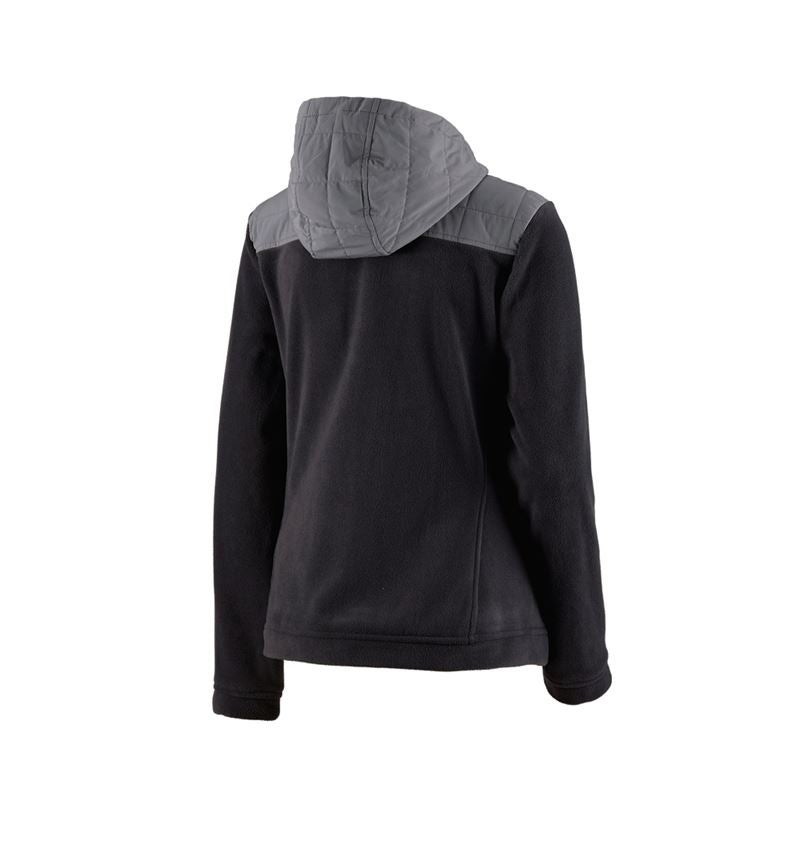 Themen: Hybrid Kapuzenfleecejacke e.s.concrete, Damen + schwarz/basaltgrau 3