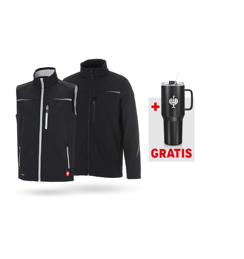 Bekleidung: SET: Softshelljacke + Weste e.s.motion 2020 + schwarz