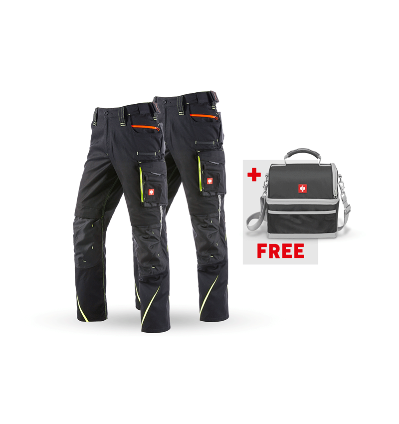 Clothing: SET: Trousers + Winter trousers e.s.motion 2020 + black/high-vis yellow/high-vis orange
