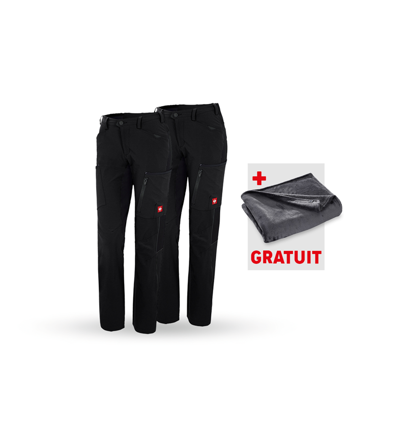 Pantalons de travail: KIT : 2x Pantalon Cargo e.s.vision stretch, femmes + noir