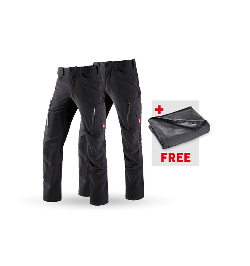 Clothing: SET: 2x Cargo trousers e.s.vision stretch + black