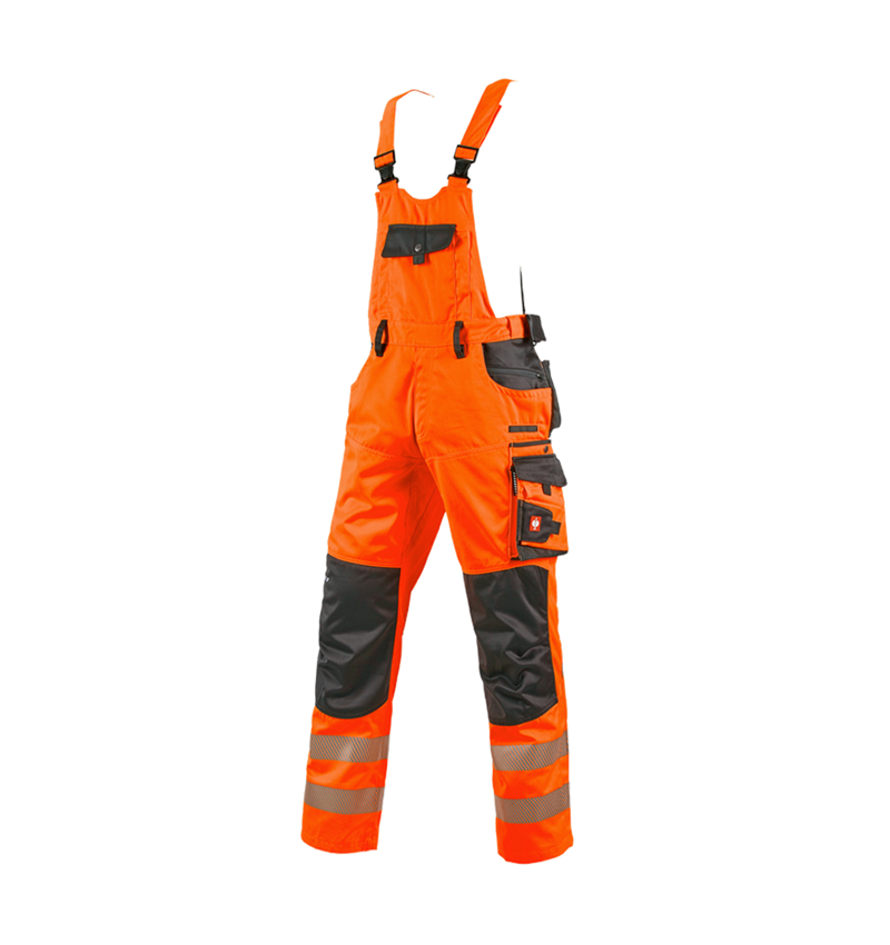 Work Trousers: High-vis bib & brace e.s.motion + high-vis orange/anthracite