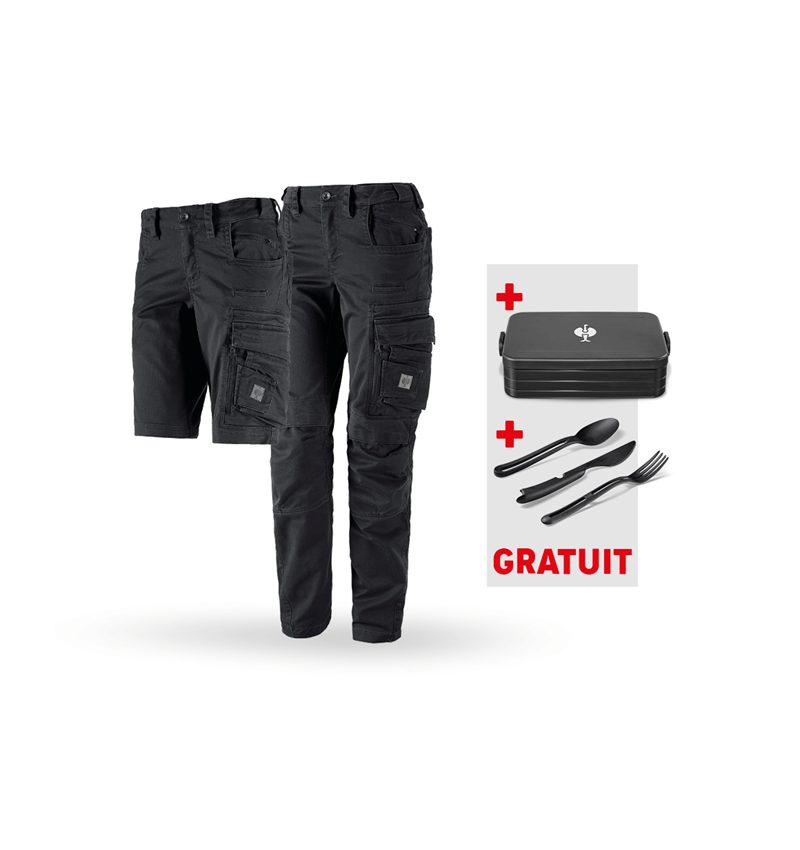 Vêtements: KIT:Pantalon de travail+Short e.s.motion ten,femm. + noir oxyde
