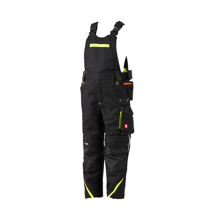Trousers: Children's bib & brace e.s.motion 2020 + black/high-vis yellow/high-vis orange 4