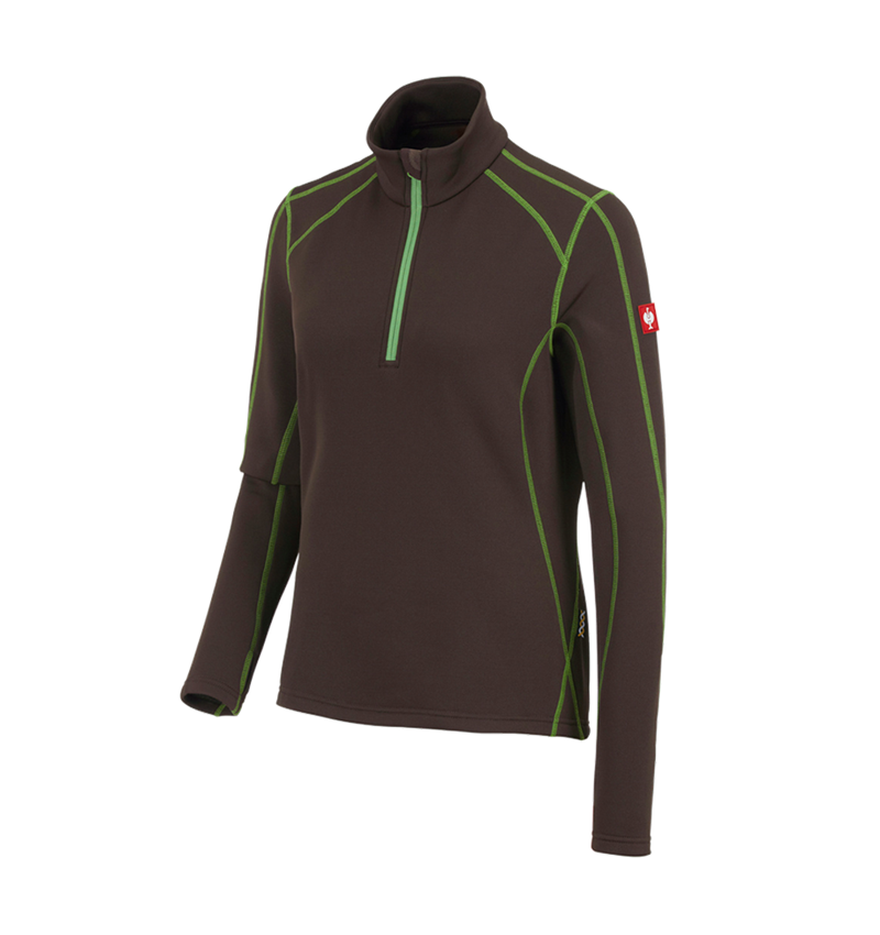 Shirts & Co.: Funkt.-Troyer thermo stretch e.s.motion 2020, Da. + kastanie/seegrün 2