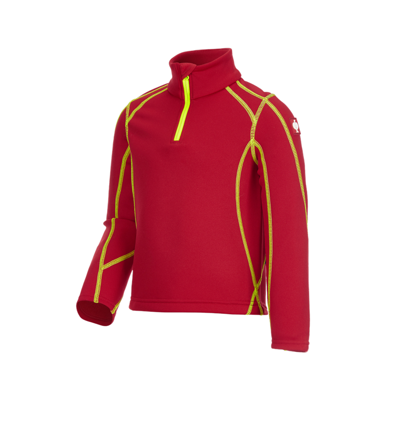 Hauts: Pull de f. thermo stretch e.s.motion 2020, enfants + rouge vif/jaune fluo