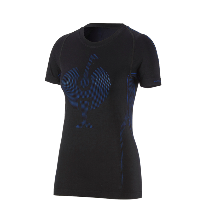 Thermal Underwear: e.s. functional-t-shirt seamless-warm, ladies' + black/gentianblue 2