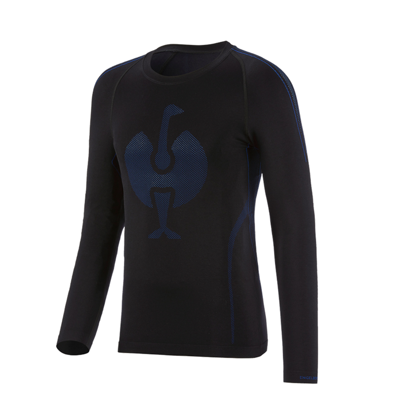 Unterwäsche | Thermokleidung: e.s. Funktions-Longsleeve seamless - warm + schwarz/enzianblau 1
