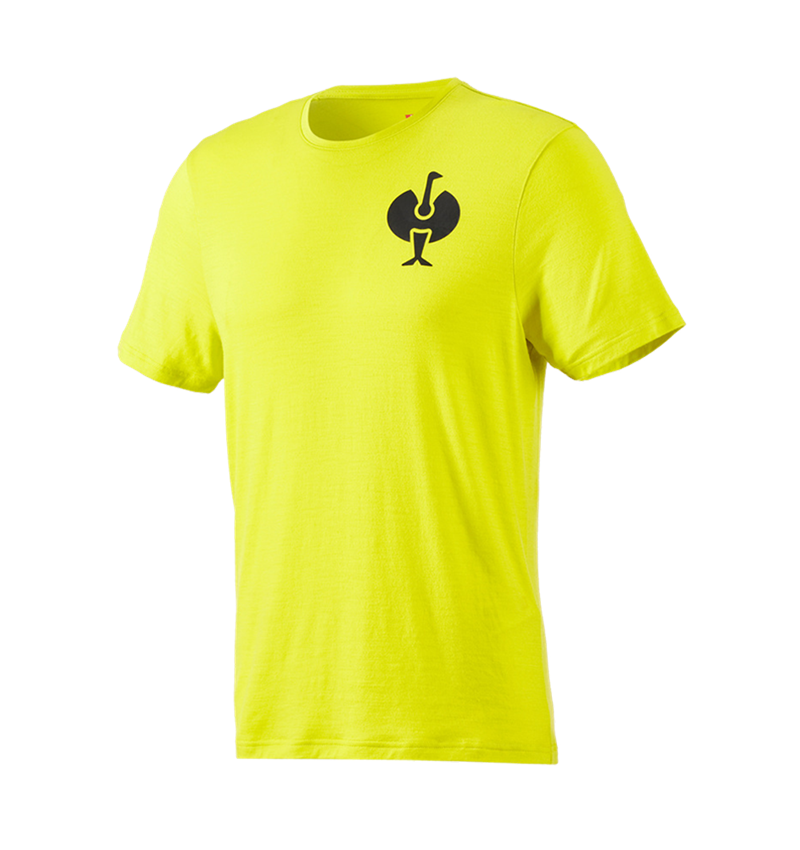 Hauts: T-Shirt Merino e.s.trail + jaune acide/noir