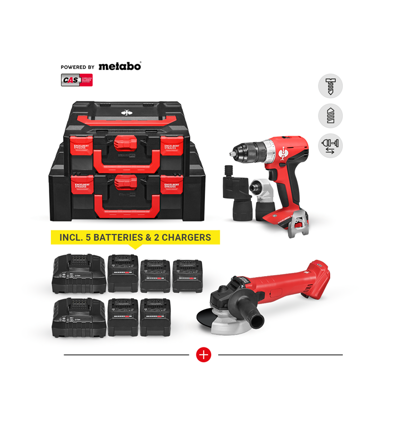 Electrical tools: 18.0 V cordless angle grinder + screwdriver M set