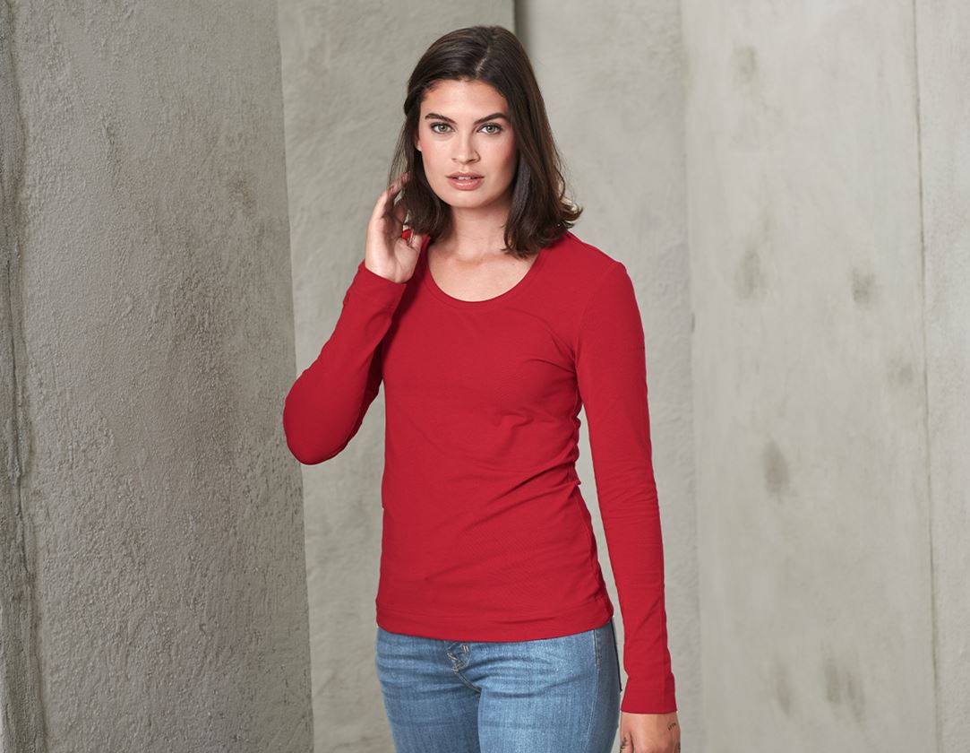 Shirts, Pullover & more: e.s. Longsleeve cotton stretch, ladies' + fiery red