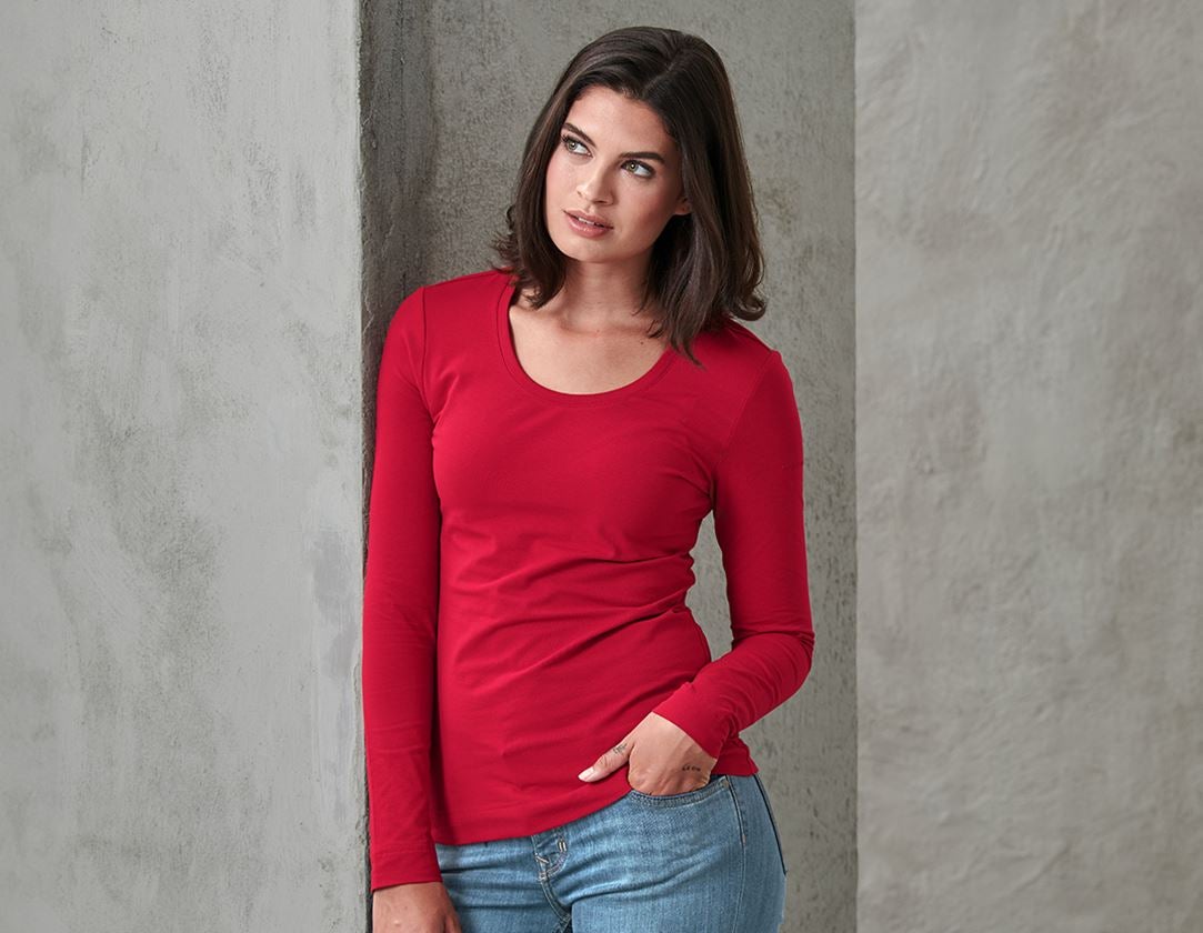 Shirts, Pullover & more: e.s. Longsleeve cotton stretch, ladies' + fiery red 1