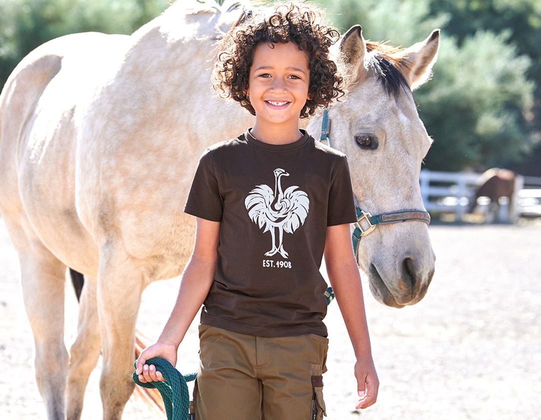 Hauts: e.s. T-Shirt 1908, enfants + marron/blanc