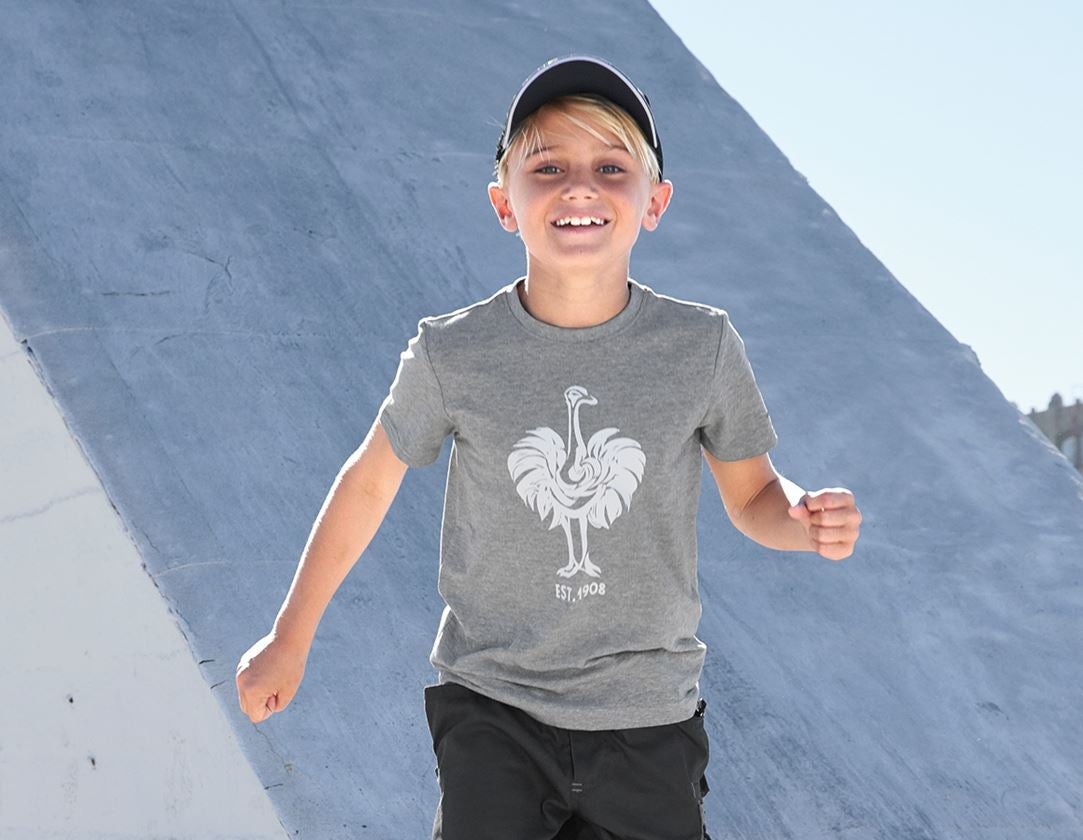 Hauts: e.s. T-Shirt 1908, enfants + gris mélange/blanc