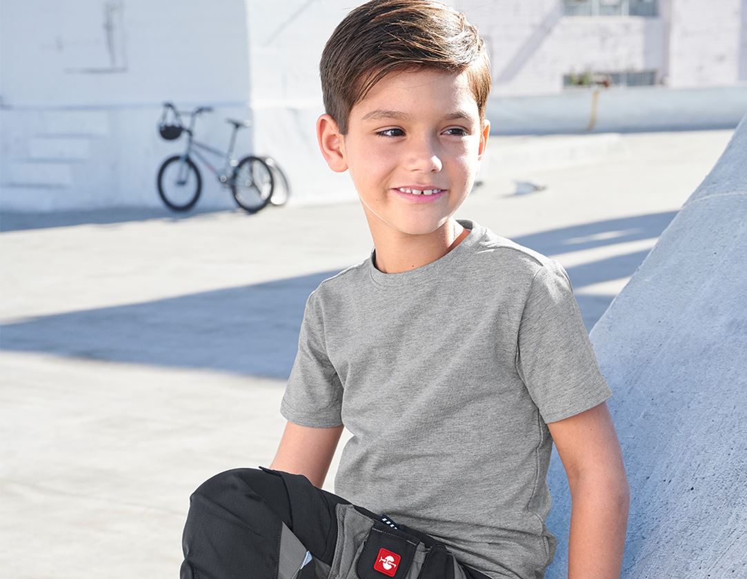 Hauts: e.s. T-shirt cotton stretch, enfants + gris mélange 1